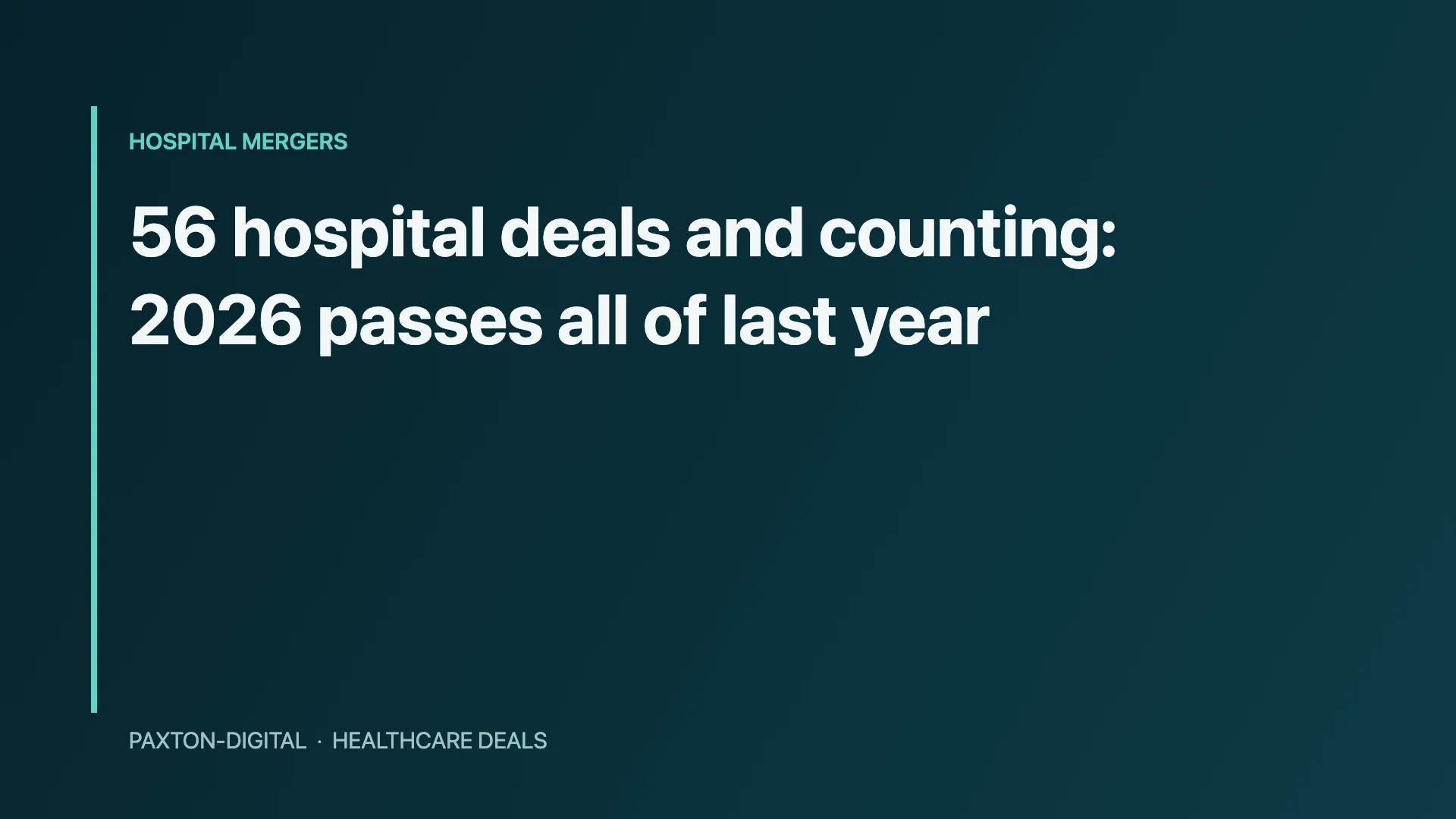 56 Hospital Deals and Counting: 2026 Has Already Passed All of Last Year